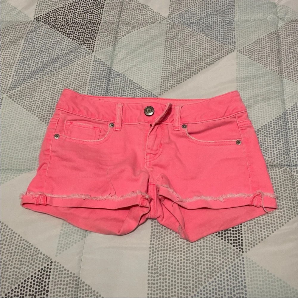 American Eagle Hot Pink Cut Off Shorts Sz 0